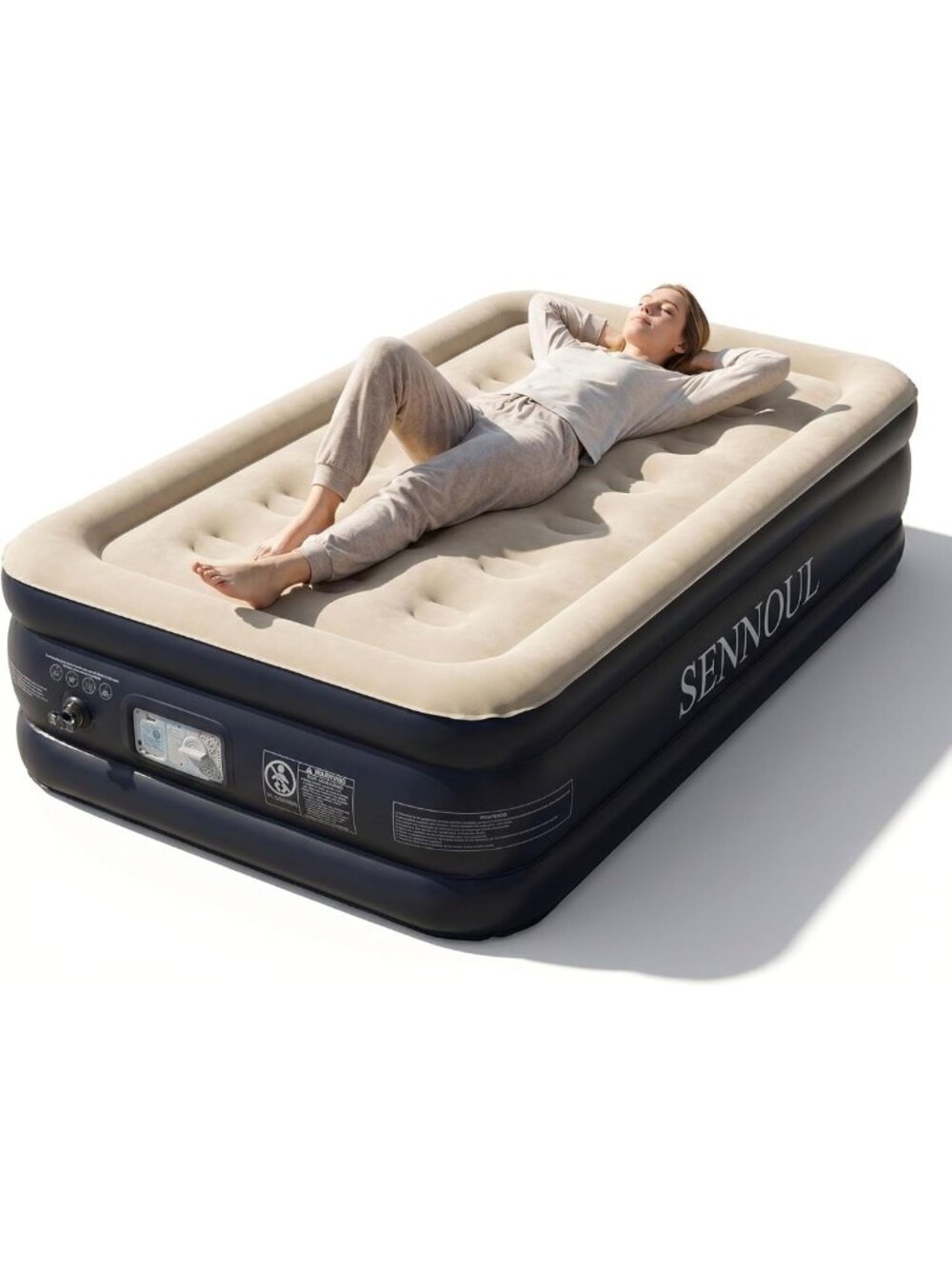 Inflatable Twin Air Mattress with Built-in Pump, Easy Inflation/Deflation